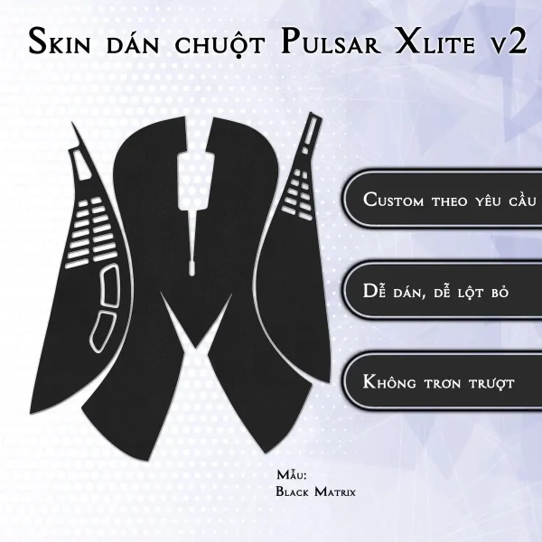 Skin dán chuột Pulsar Xlite Wireless v2 mẫu Black Matrix