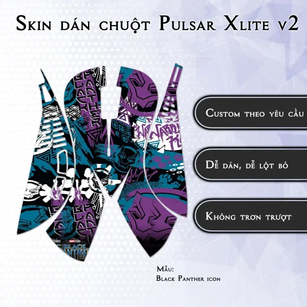 Skin dán chuột Pulsar Xlite Wireless v2 mẫu Black Panther icon
