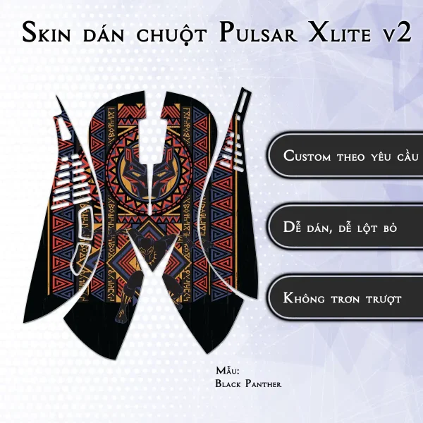 Skin dán chuột Pulsar Xlite Wireless v2 mẫu Black Panther