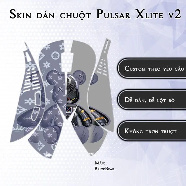 Skin dán chuột Pulsar Xlite Wireless v2 mẫu BrickBear