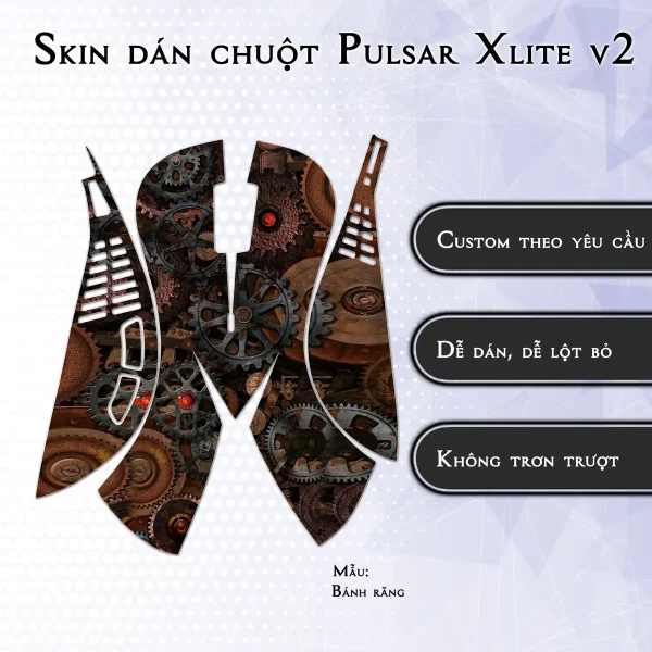 Skin dán chuột Pulsar Xlite Wireless v2 mẫu Bánh răng