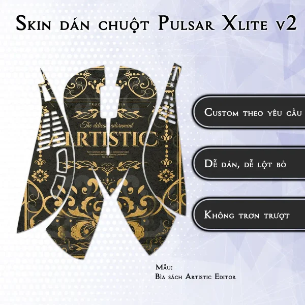 Skin dán chuột Pulsar Xlite Wireless v2 mẫu Bìa sách Artistic Editor