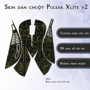 Skin dán chuột Pulsar Xlite Wireless v2 mẫu Bảng mạch vàng nền đen