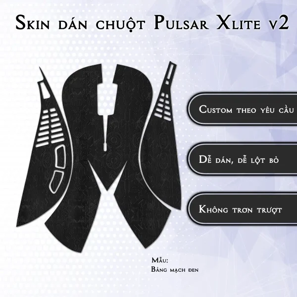 Skin dán chuột Pulsar Xlite Wireless v2 mẫu Bảng mạch đen