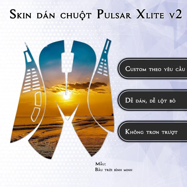 Skin dán chuột Pulsar Xlite Wireless v2 mẫu Bầu trời bình minh