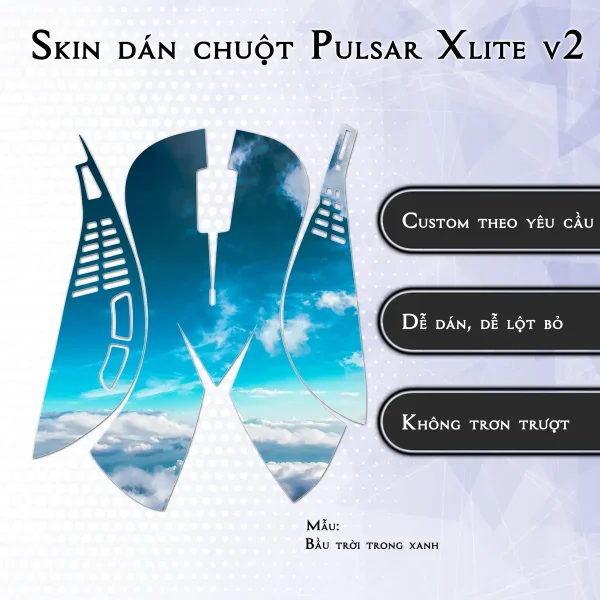 Skin dán chuột Pulsar Xlite Wireless v2 mẫu Bầu trời trong xanh