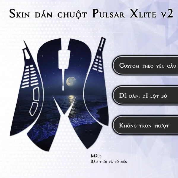 Skin dán chuột Pulsar Xlite Wireless v2 mẫu Bầu trời và bờ biển