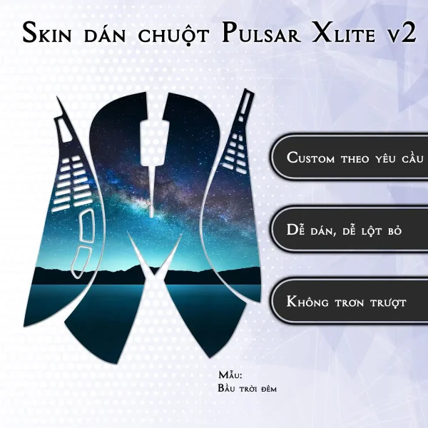 Skin dán chuột Pulsar Xlite Wireless v2 mẫu Bầu trời đêm