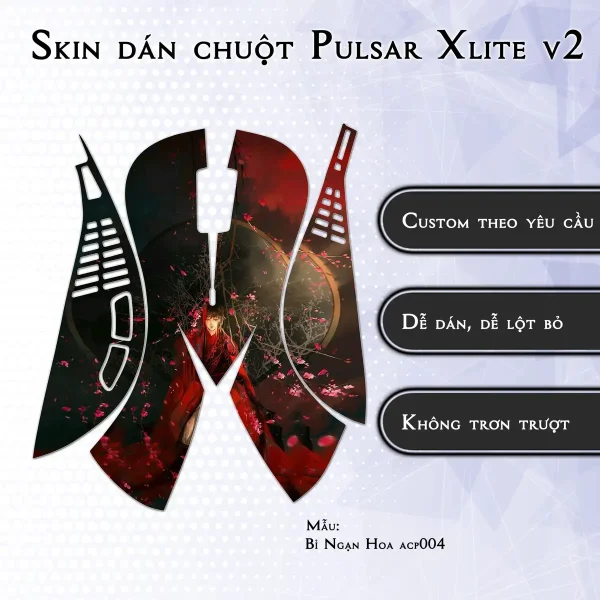 Skin dán chuột Pulsar Xlite Wireless v2 mẫu Bỉ Ngạn Hoa acp004