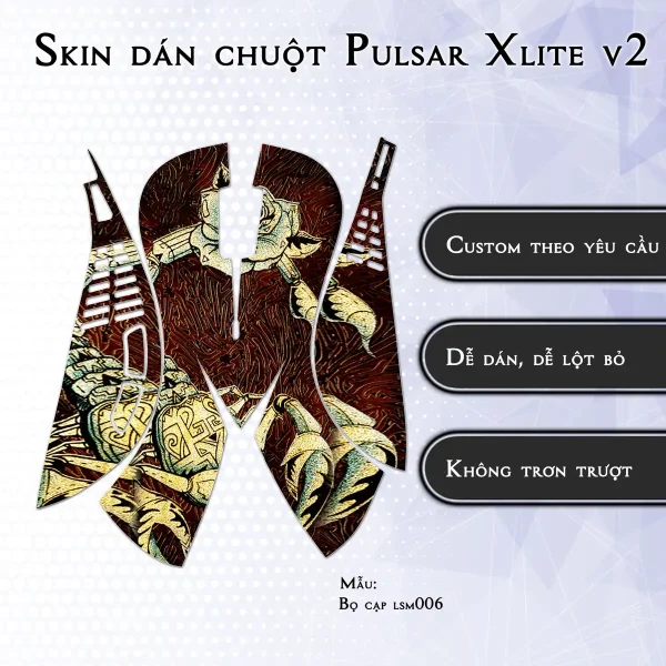 Skin dán chuột Pulsar Xlite Wireless v2 mẫu Bọ cạp lsm006