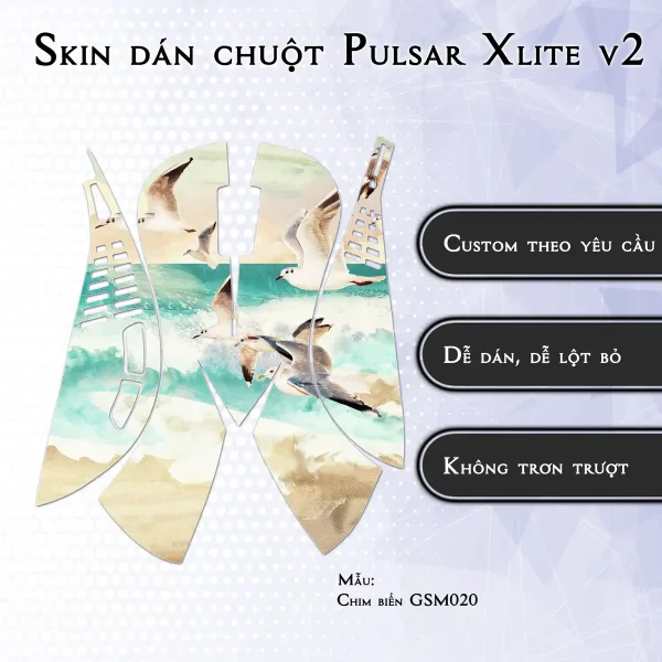 Skin dán chuột Pulsar Xlite Wireless v2 mẫu Chim biển GSM020