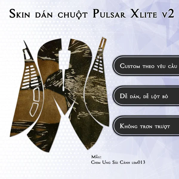Skin dán chuột Pulsar Xlite Wireless v2 mẫu Chim Ưng Sải Cánh lsm013