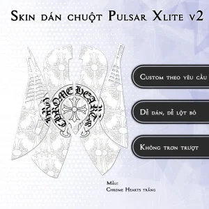 Skin dán chuột Pulsar Xlite Wireless v2 mẫu Chrome Hearts trắng