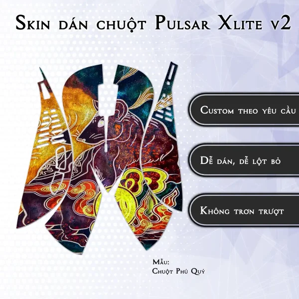 Skin dán chuột Pulsar Xlite Wireless v2 mẫu Chuột Phú Quý