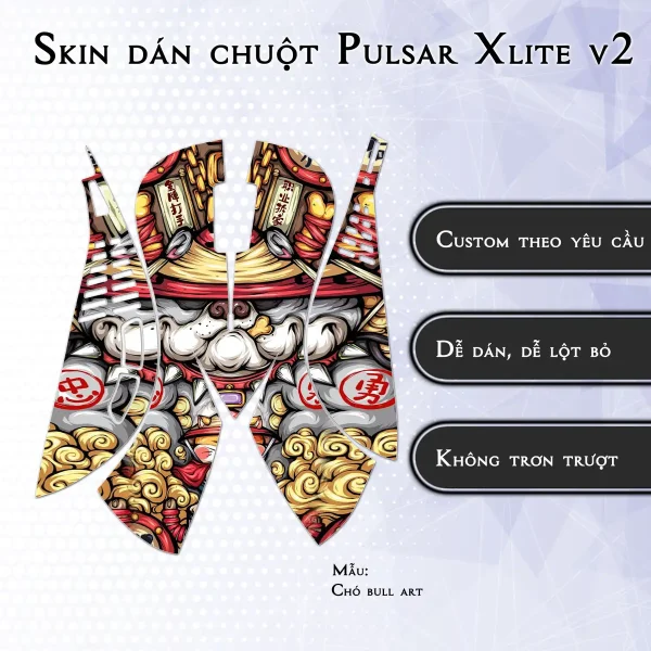 Skin dán chuột Pulsar Xlite Wireless v2 mẫu Chó bull art