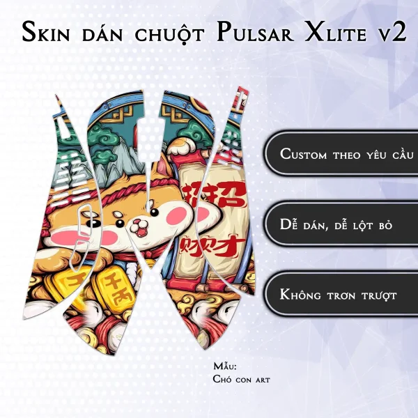 Skin dán chuột Pulsar Xlite Wireless v2 mẫu Chó con art