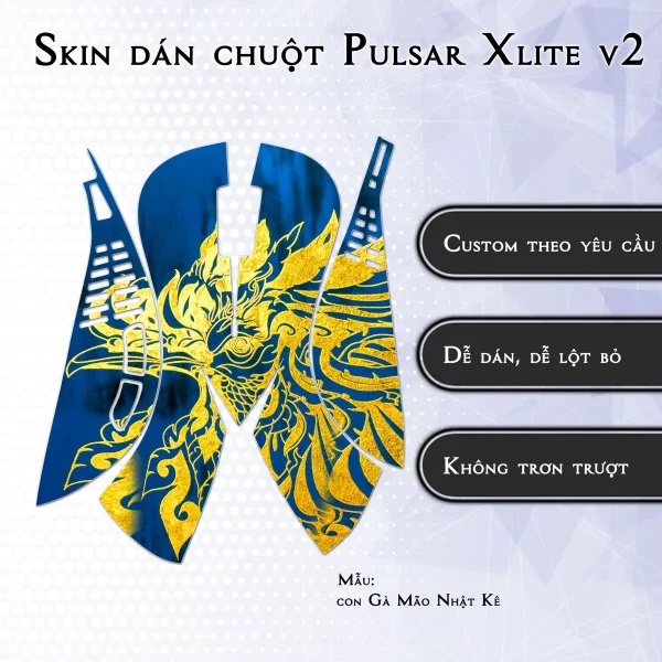 Skin dán chuột Pulsar Xlite Wireless v2 mẫu con Gà Mão Nhật Kê