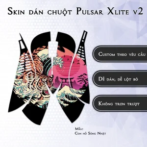 Skin dán chuột Pulsar Xlite Wireless v2 mẫu Con hổ Sóng Nhật