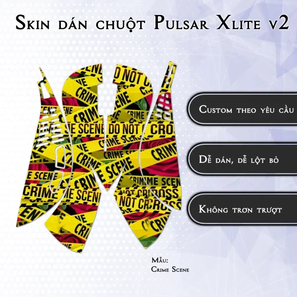 Skin dán chuột Pulsar Xlite Wireless v2 mẫu Crime Scene