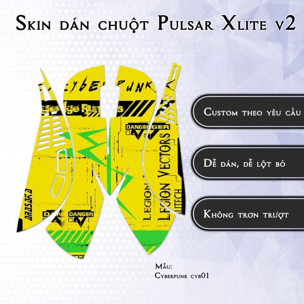 Skin dán chuột Pulsar Xlite Wireless v2 mẫu Cyberpunk cyb01