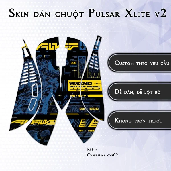 Skin dán chuột Pulsar Xlite Wireless v2 mẫu Cyberpunk cyb02