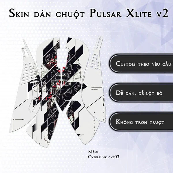 Skin dán chuột Pulsar Xlite Wireless v2 mẫu Cyberpunk cyb03