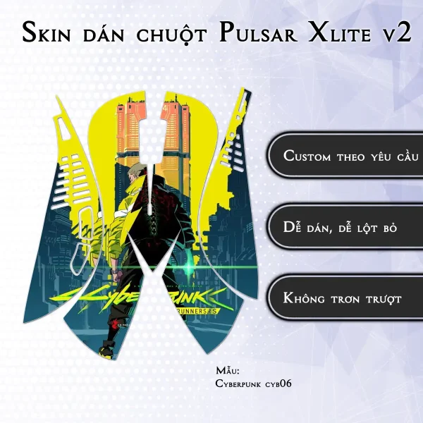 Skin dán chuột Pulsar Xlite Wireless v2 mẫu Cyberpunk cyb06