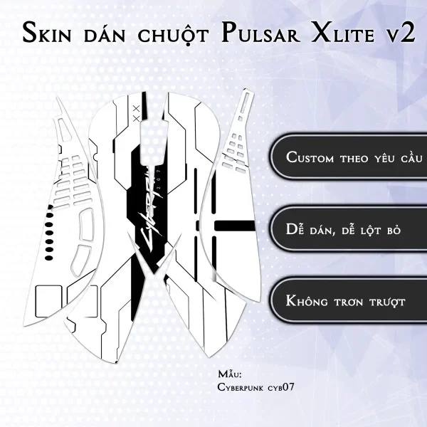Skin dán chuột Pulsar Xlite Wireless v2 mẫu Cyberpunk cyb07