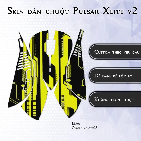 Skin dán chuột Pulsar Xlite Wireless v2 mẫu Cyberpunk cyb08