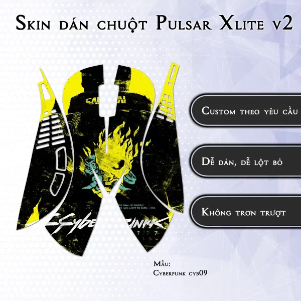 Skin dán chuột Pulsar Xlite Wireless v2 mẫu Cyberpunk cyb09