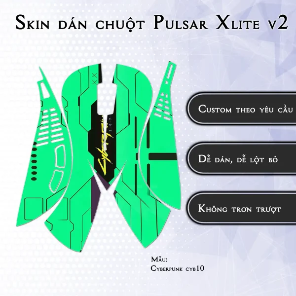 Skin dán chuột Pulsar Xlite Wireless v2 mẫu Cyberpunk cyb10