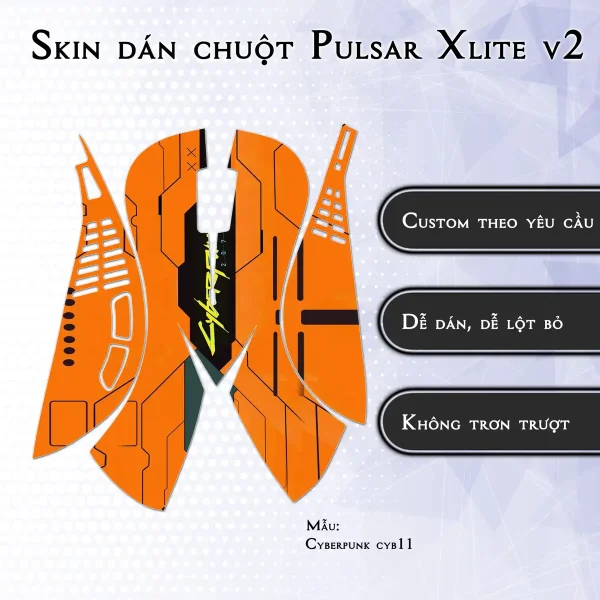 Skin dán chuột Pulsar Xlite Wireless v2 mẫu Cyberpunk cyb11