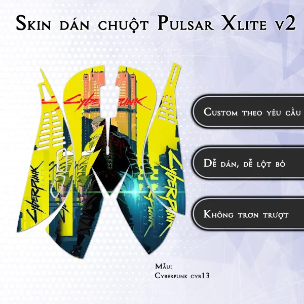 Skin dán chuột Pulsar Xlite Wireless v2 mẫu Cyberpunk cyb13