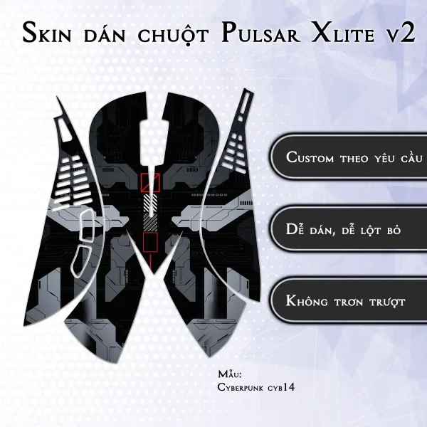 Skin dán chuột Pulsar Xlite Wireless v2 mẫu Cyberpunk cyb14