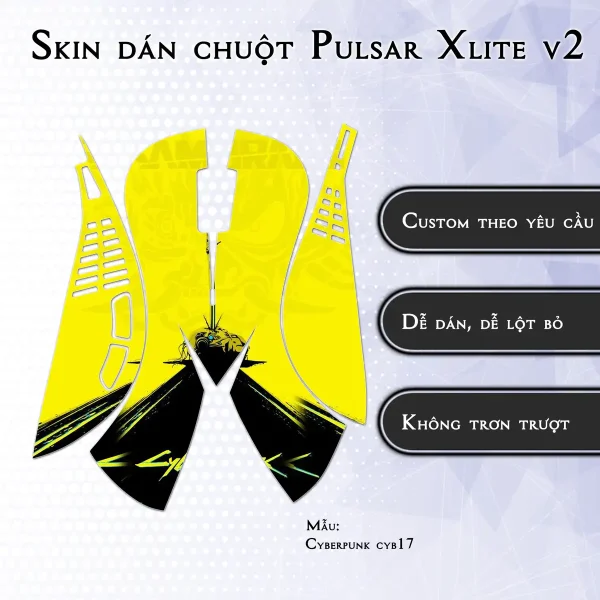 Skin dán chuột Pulsar Xlite Wireless v2 mẫu Cyberpunk cyb17