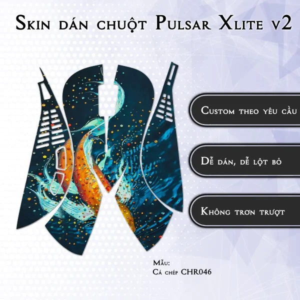 Skin dán chuột Pulsar Xlite Wireless v2 mẫu Cá chép CHR046