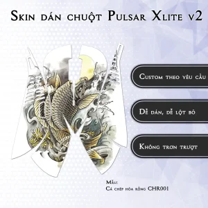 Skin dán chuột Pulsar Xlite Wireless v2 mẫu Cá chép hóa rồng CHR001