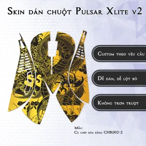 Skin dán chuột Pulsar Xlite Wireless v2 mẫu Cá chép hóa rồng CHR002-2