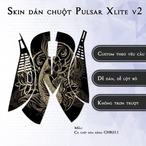 Skin dán chuột Pulsar Xlite Wireless v2 mẫu Cá chép hóa rồng CHR011