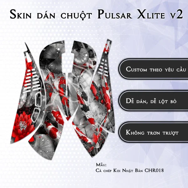 Skin dán chuột Pulsar Xlite Wireless v2 mẫu Cá chép Koi Nhật Bản CHR018