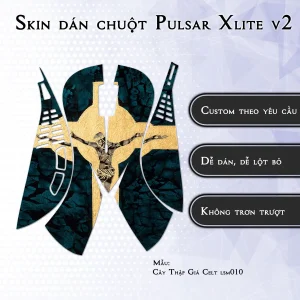 Skin dán chuột Pulsar Xlite Wireless v2 mẫu Cây Thập Giá Celt lsm010