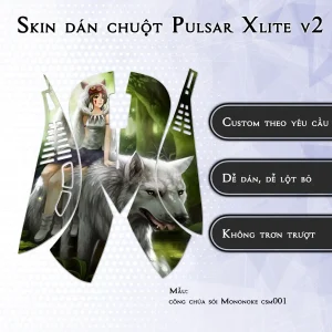 Skin dán chuột Pulsar Xlite Wireless v2 mẫu công chúa sói Mononoke csm001