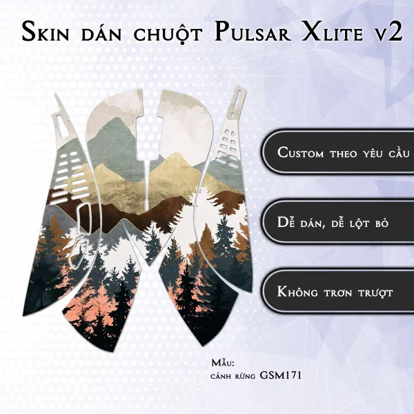 Skin dán chuột Pulsar Xlite Wireless v2 mẫu cảnh rừng GSM171