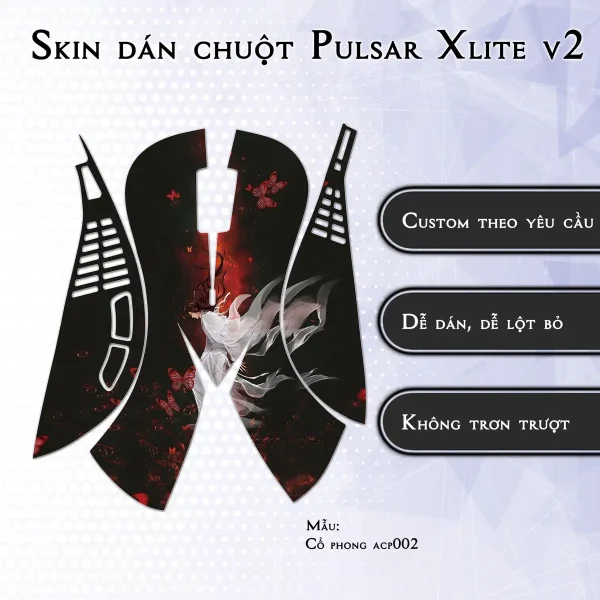 Skin dán chuột Pulsar Xlite Wireless v2 mẫu Cổ phong acp002
