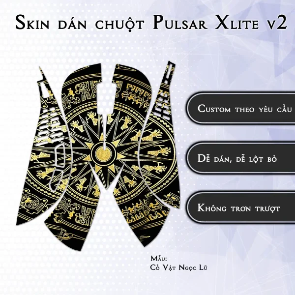 Skin dán chuột Pulsar Xlite Wireless v2 mẫu Cổ Vật Ngọc Lũ