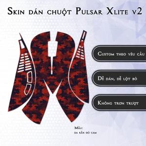 Skin dán chuột Pulsar Xlite Wireless v2 mẫu da rắn đỏ cam