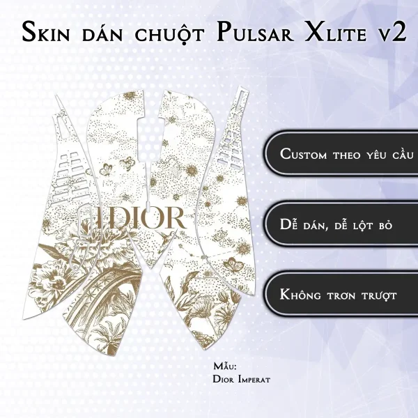 Skin dán chuột Pulsar Xlite Wireless v2 mẫu Dior Imperat