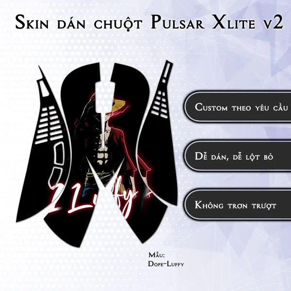 Skin dán chuột Pulsar Xlite Wireless v2 mẫu Dope-Luffy