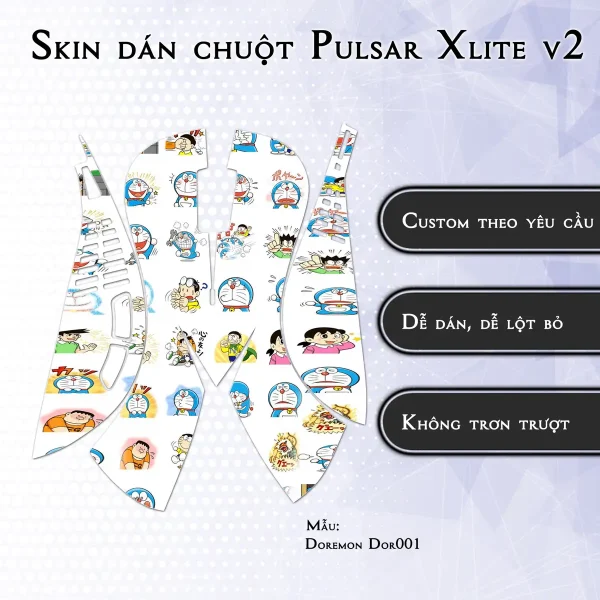 Skin dán chuột Pulsar Xlite Wireless v2 mẫu Doremon Dor001