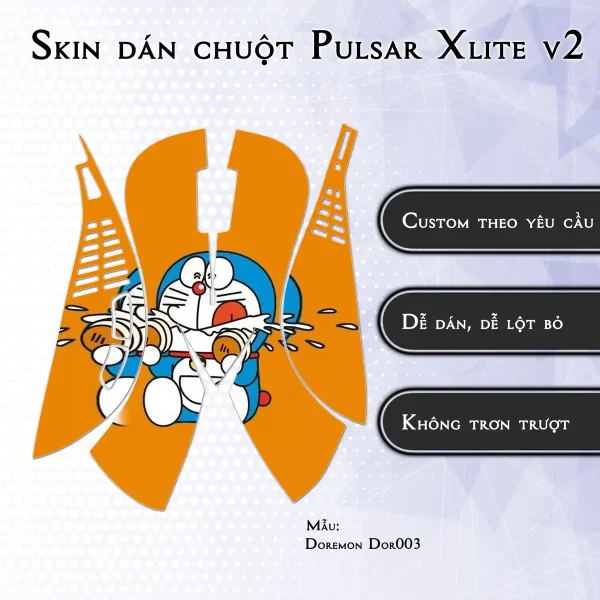 Skin dán chuột Pulsar Xlite Wireless v2 mẫu Doremon Dor003